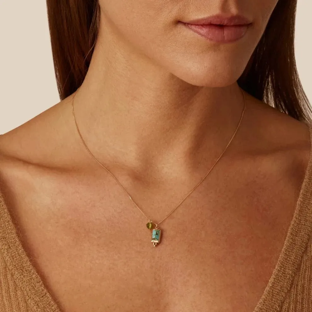 14k Turquoise Windowpane Necklace