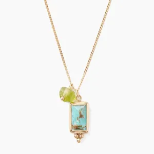 14k Turquoise Windowpane Necklace