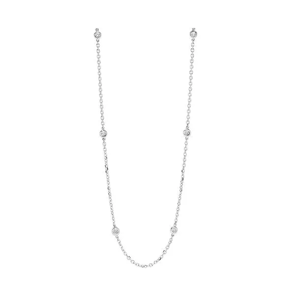 14KT White Gold & Diamond Classic Book Diamonds By The Yard Bracelet & Necklace Neckwear Necklace  - 1/4 ctw