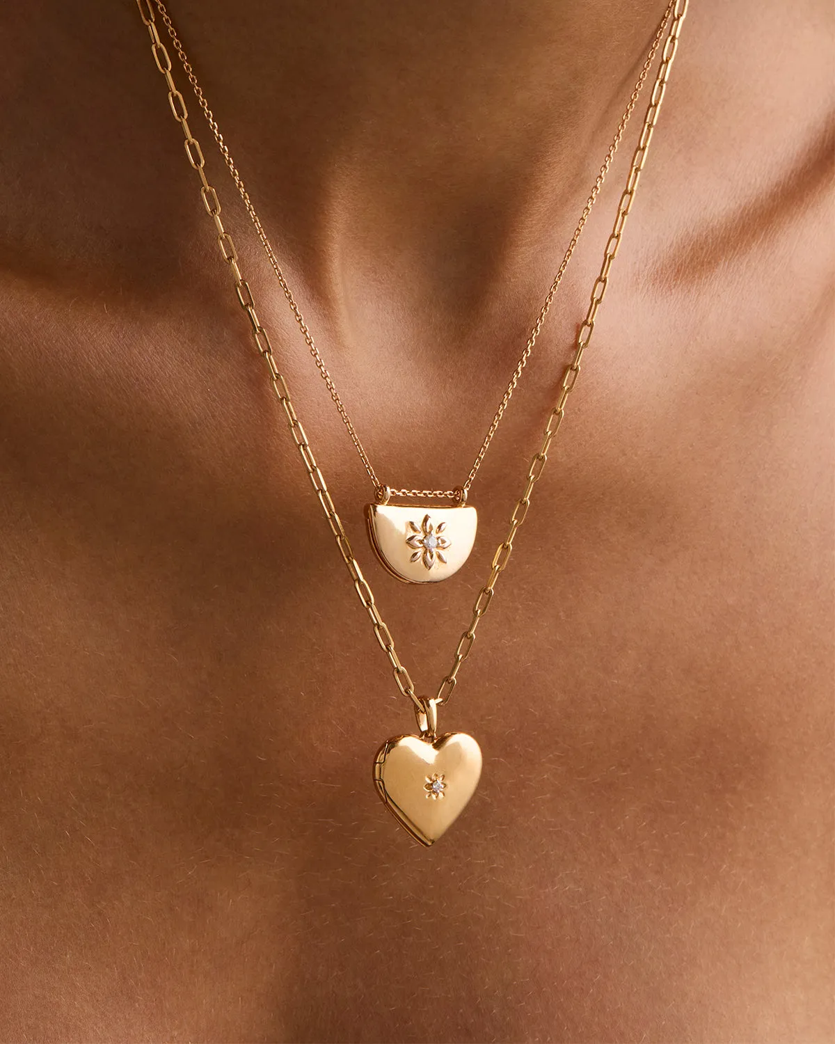 18k Gold Vermeil Large Heart Lotus Locket Pendant