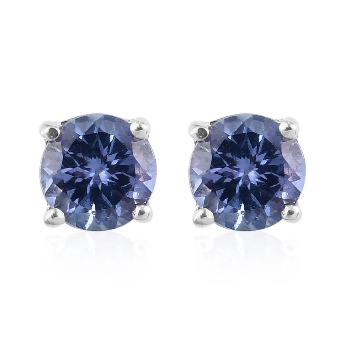 18K White Gold Filled Round Crystal Blue Stud Earrings