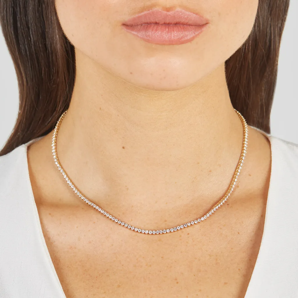 3-Prong Diamond Tennis Necklace