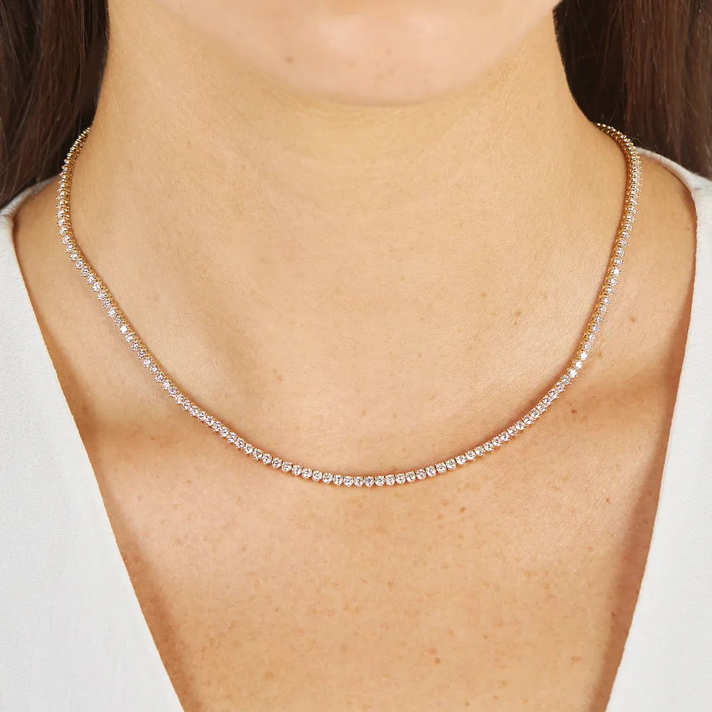 3-Prong Diamond Tennis Necklace