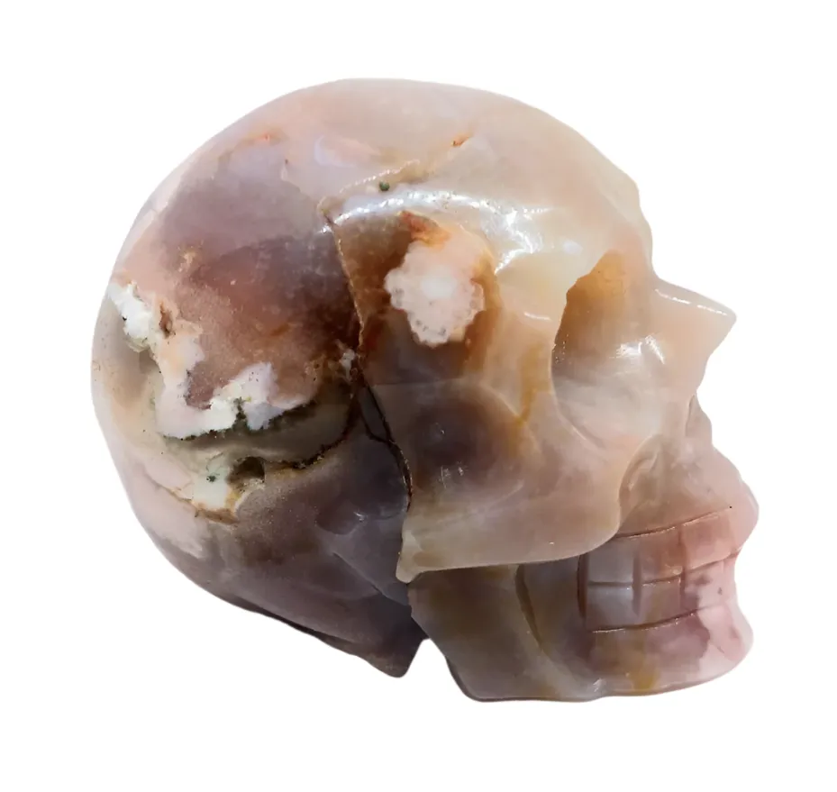 326g Flower Agate Crystal Skull