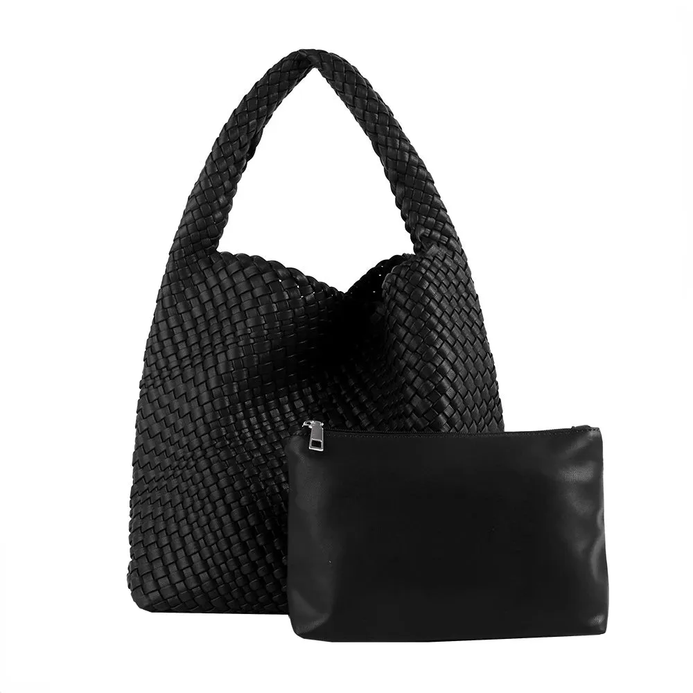 A&A Luxe Yara Woven Large Tote Bag