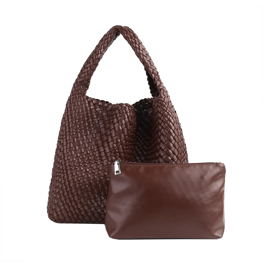 A&A Luxe Yara Woven Large Tote Bag