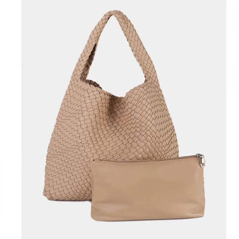 A&A Luxe Yara Woven Large Tote Bag