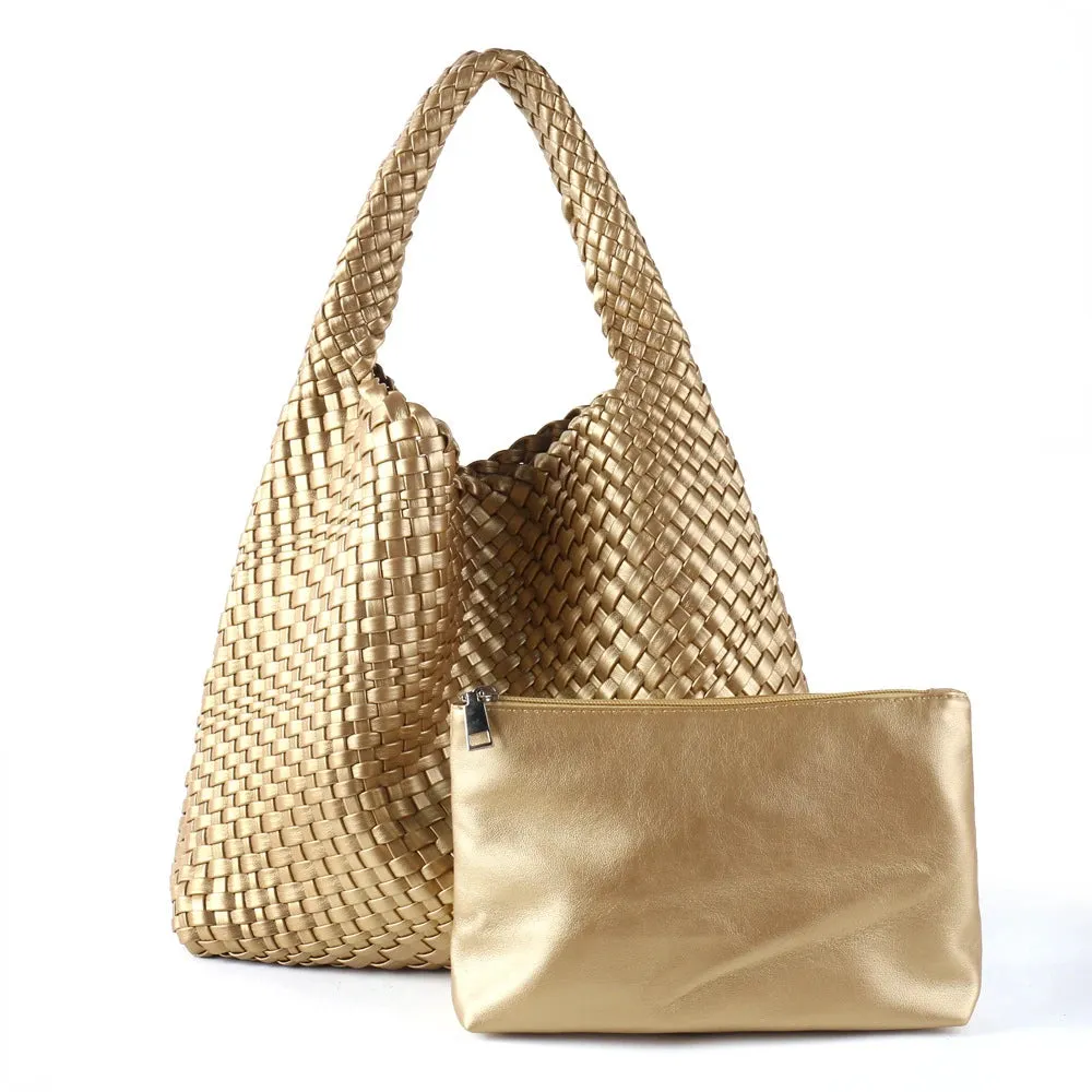 A&A Luxe Yara Woven Large Tote Bag