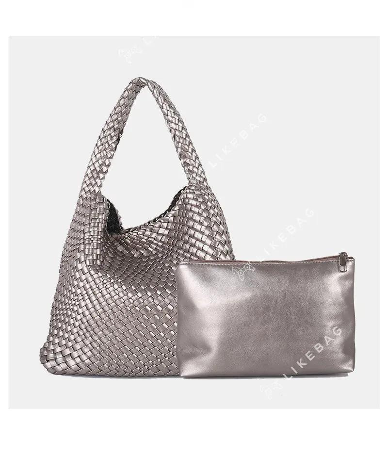 A&A Luxe Yara Woven Large Tote Bag