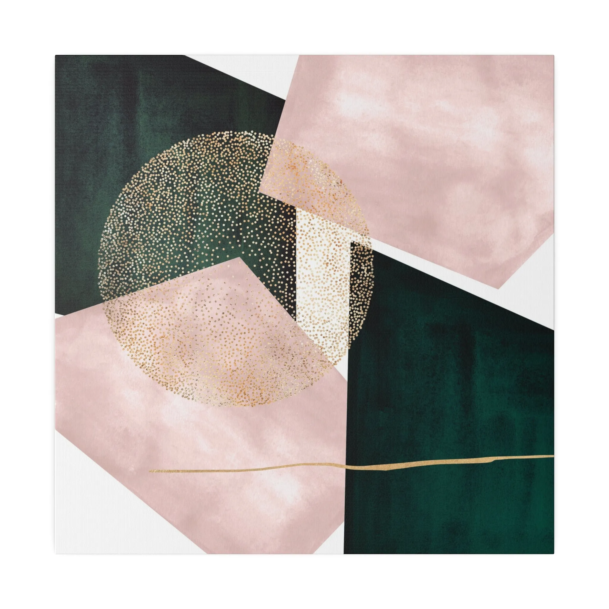 Abstract Canvas Wall Art | Blush Pink, Dark Green Wall Artwork