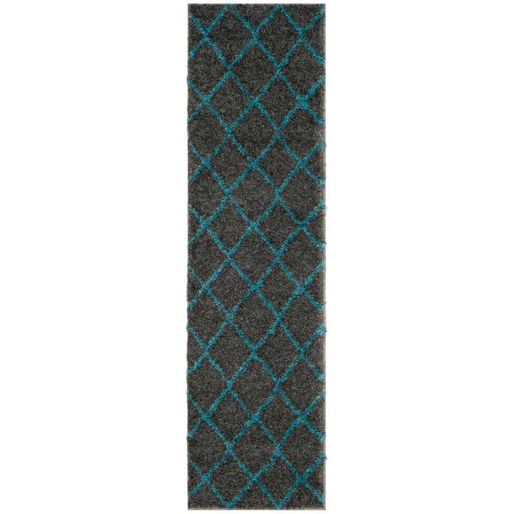 Arizona Shag Gray/Turquoise Runner Rug