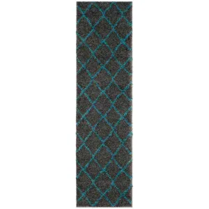 Arizona Shag Gray/Turquoise Runner Rug