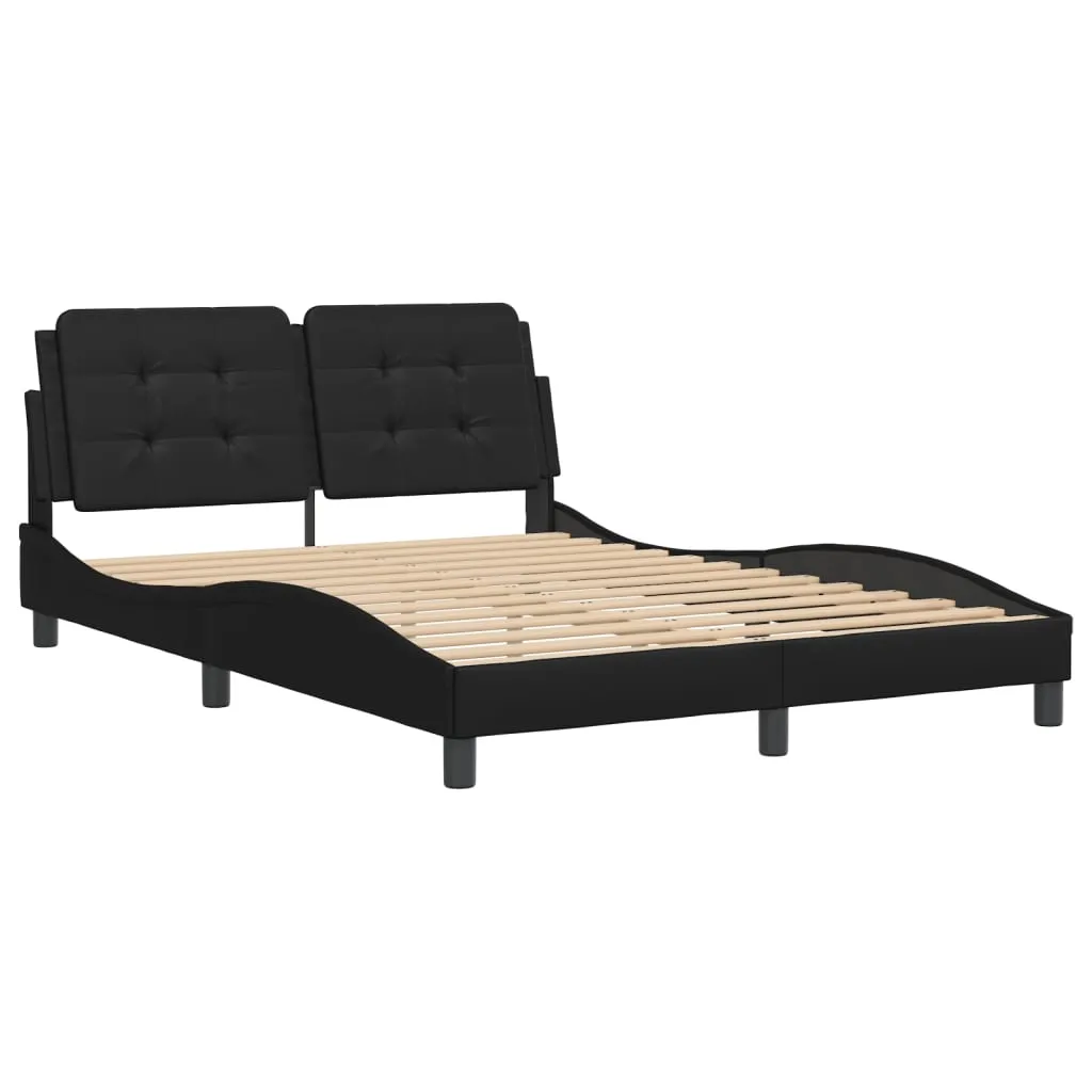 Bed Frame with Headboard Black 140x190 cm Faux Leather