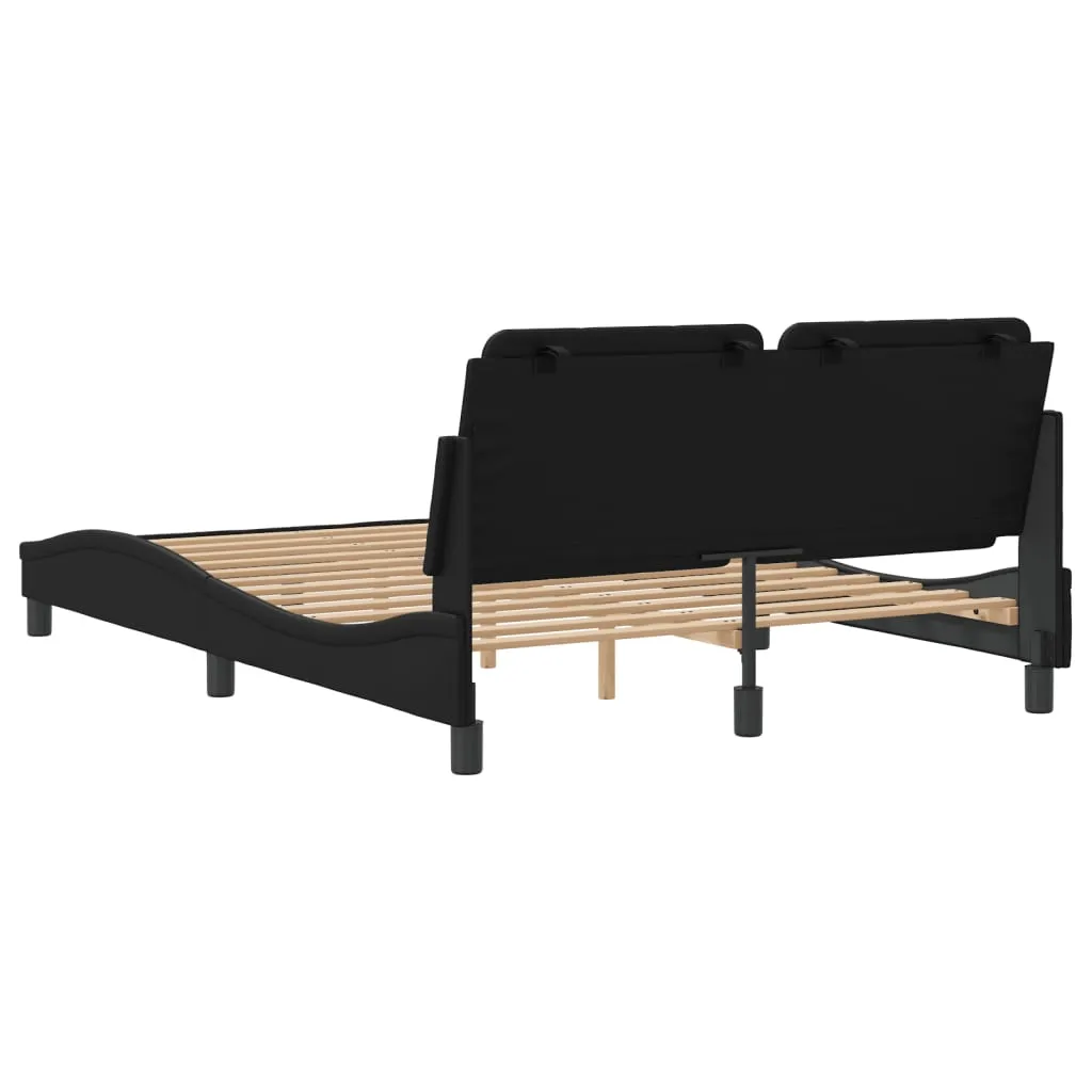 Bed Frame with Headboard Black 140x190 cm Faux Leather