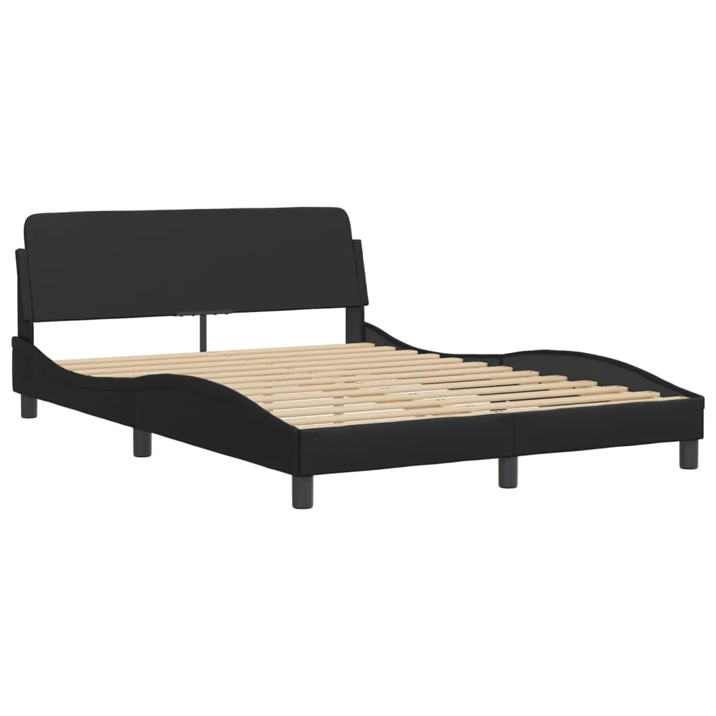 Bed Frame with Headboard Black 140x190 cm Faux Leather