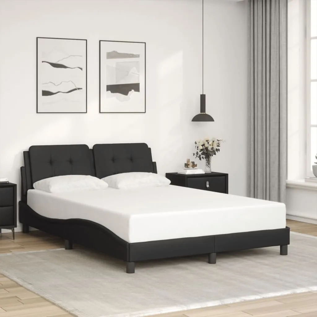 Bed Frame with Headboard Black 140x190 cm Faux Leather