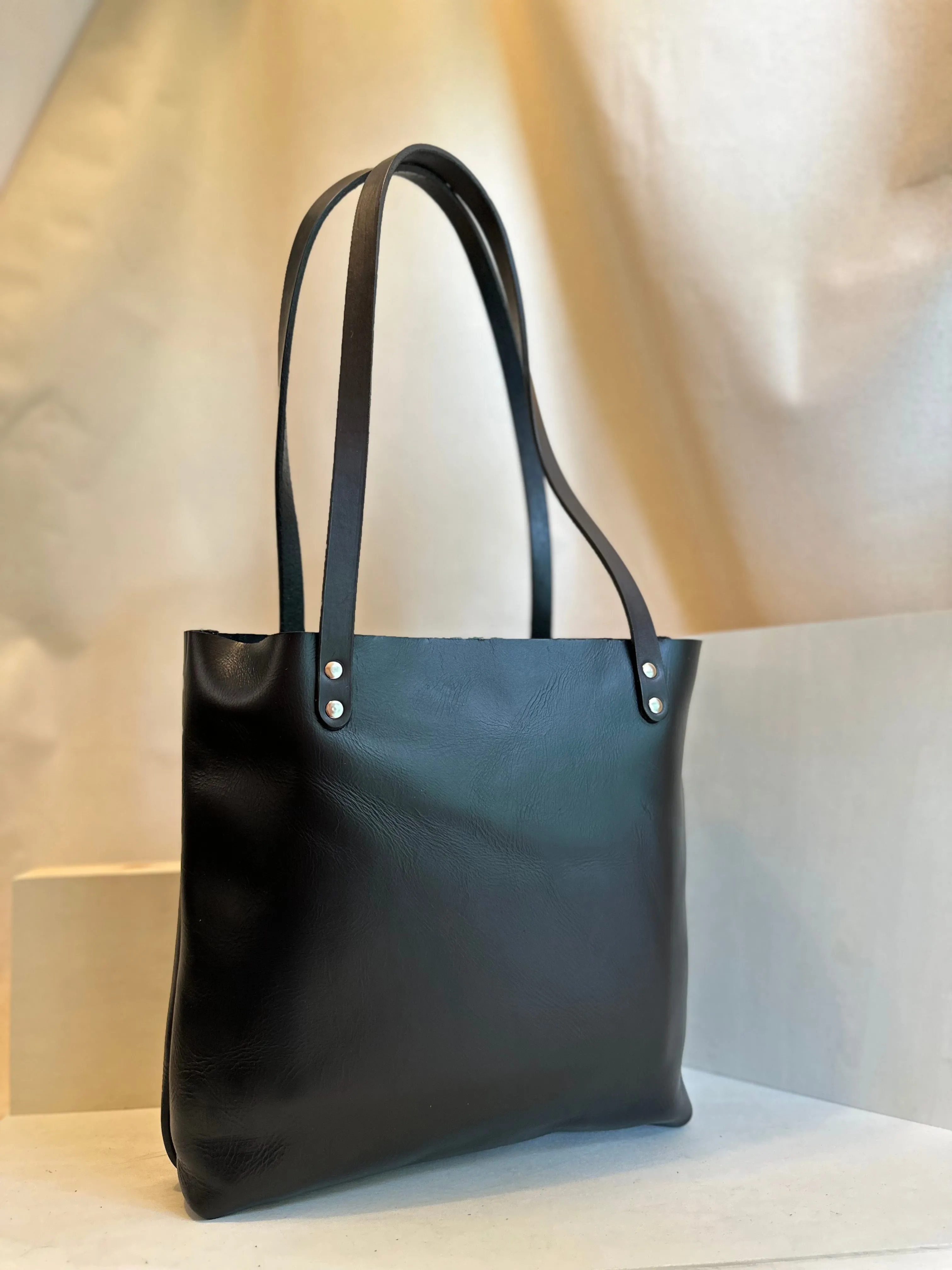 Black EDC Slim Leather Tote Bag