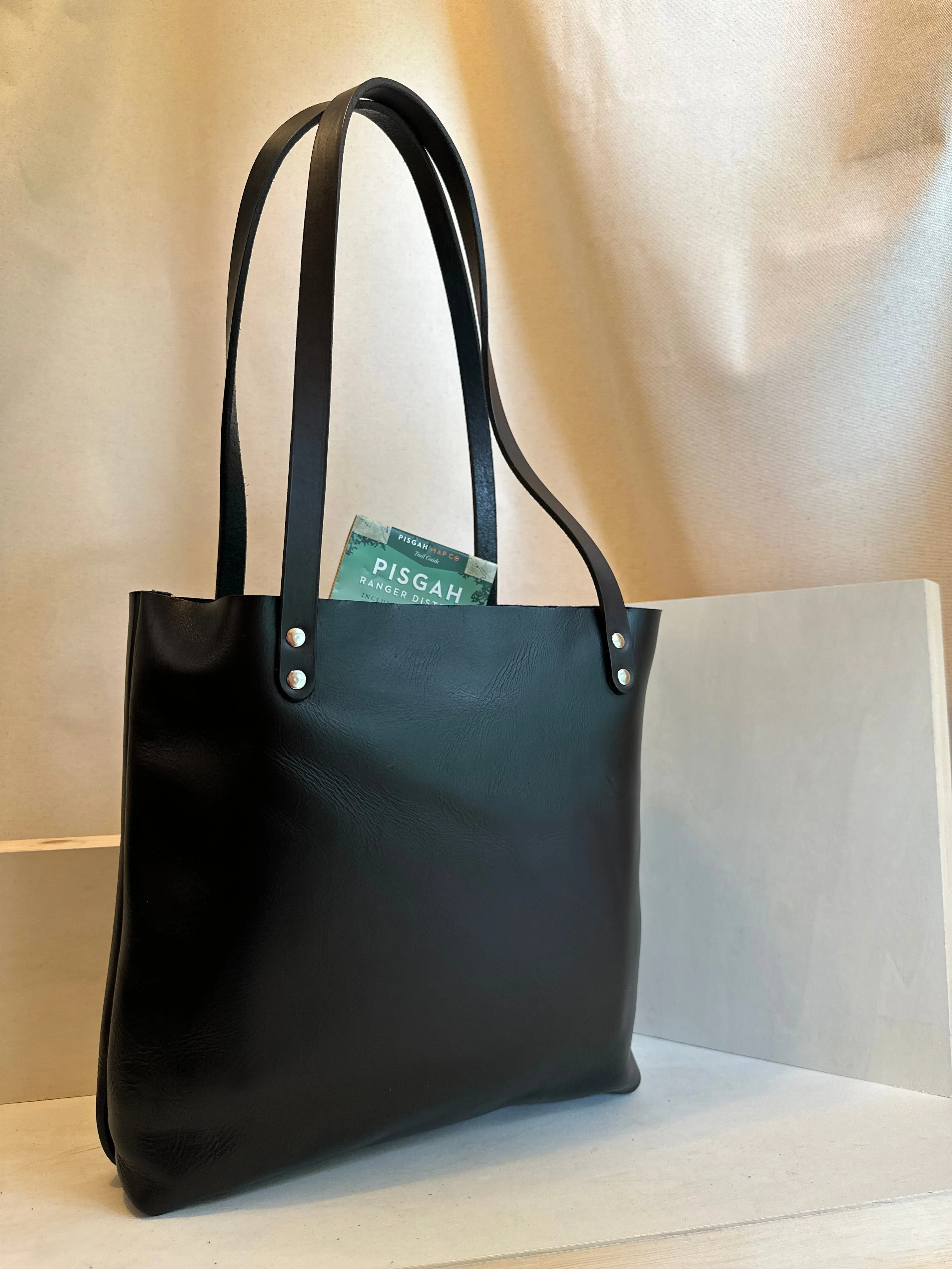 Black EDC Slim Leather Tote Bag