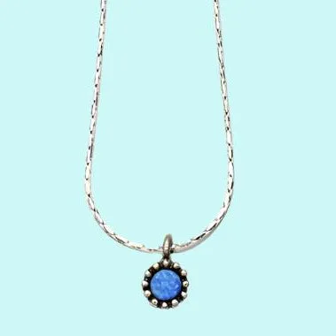 Blue Opal necklace sterling silver pendant