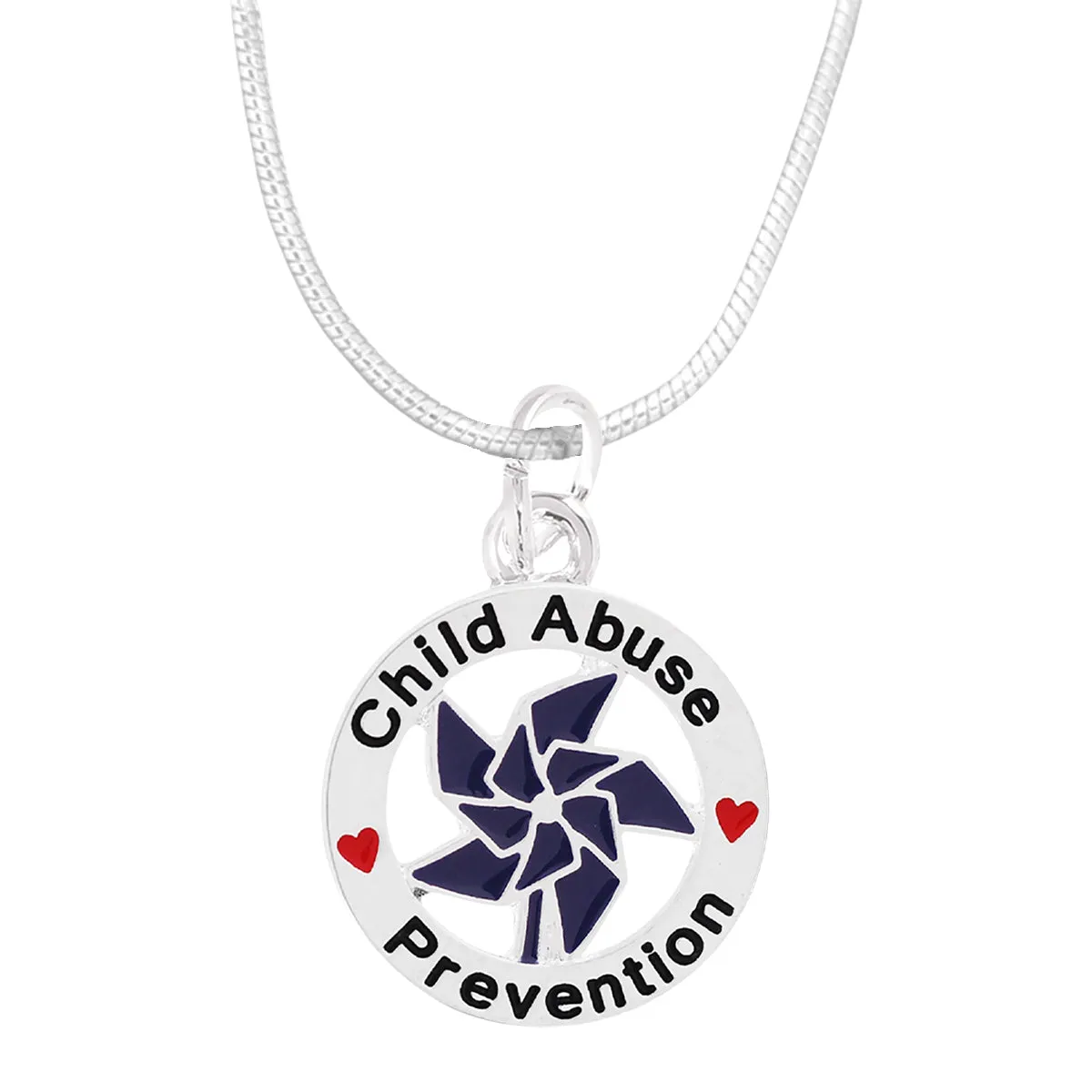 Blue Pinwheel Charm Child Abuse Prevention Necklaces