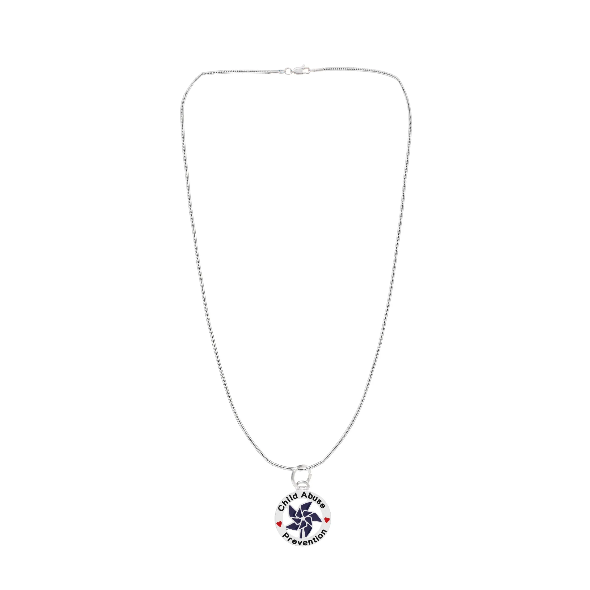 Blue Pinwheel Charm Child Abuse Prevention Necklaces