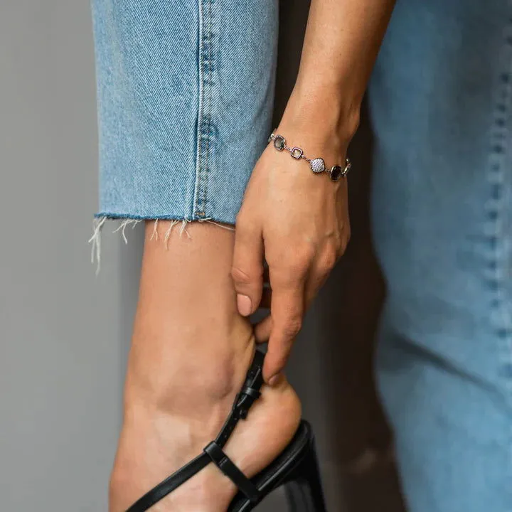 Blue Quartz and Cubic Zirconia Station Bracelet