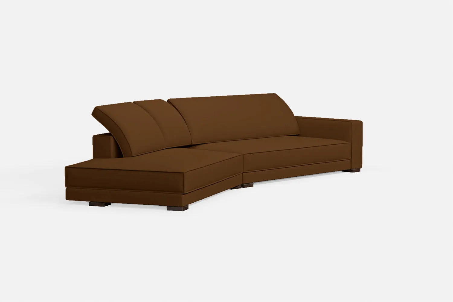 Bolzano 4 Seater Left Hand Facing Chaise Lounge Corner Sofa Walnut Brown Leather