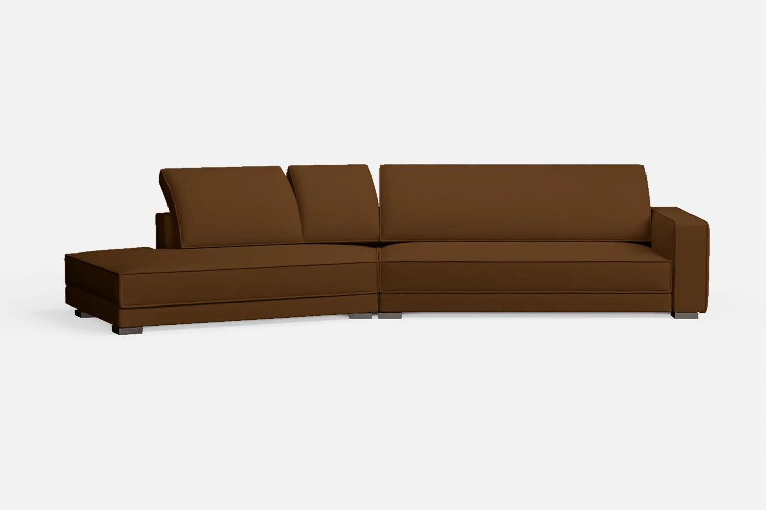 Bolzano 4 Seater Left Hand Facing Chaise Lounge Corner Sofa Walnut Brown Leather