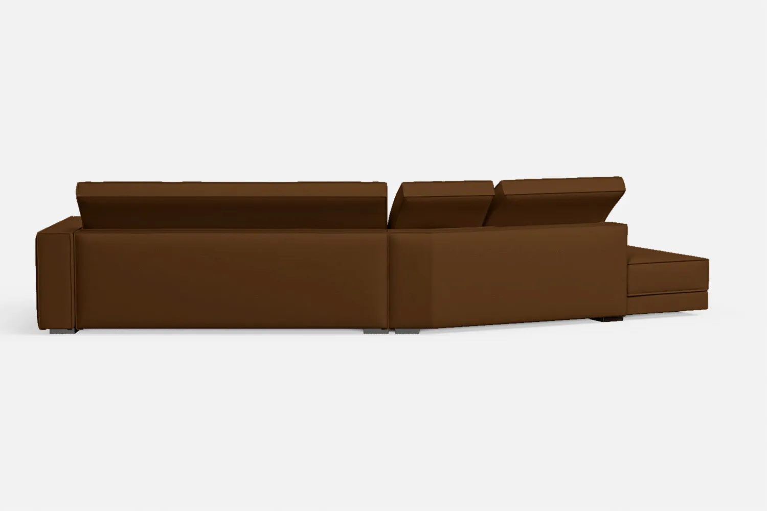 Bolzano 4 Seater Left Hand Facing Chaise Lounge Corner Sofa Walnut Brown Leather