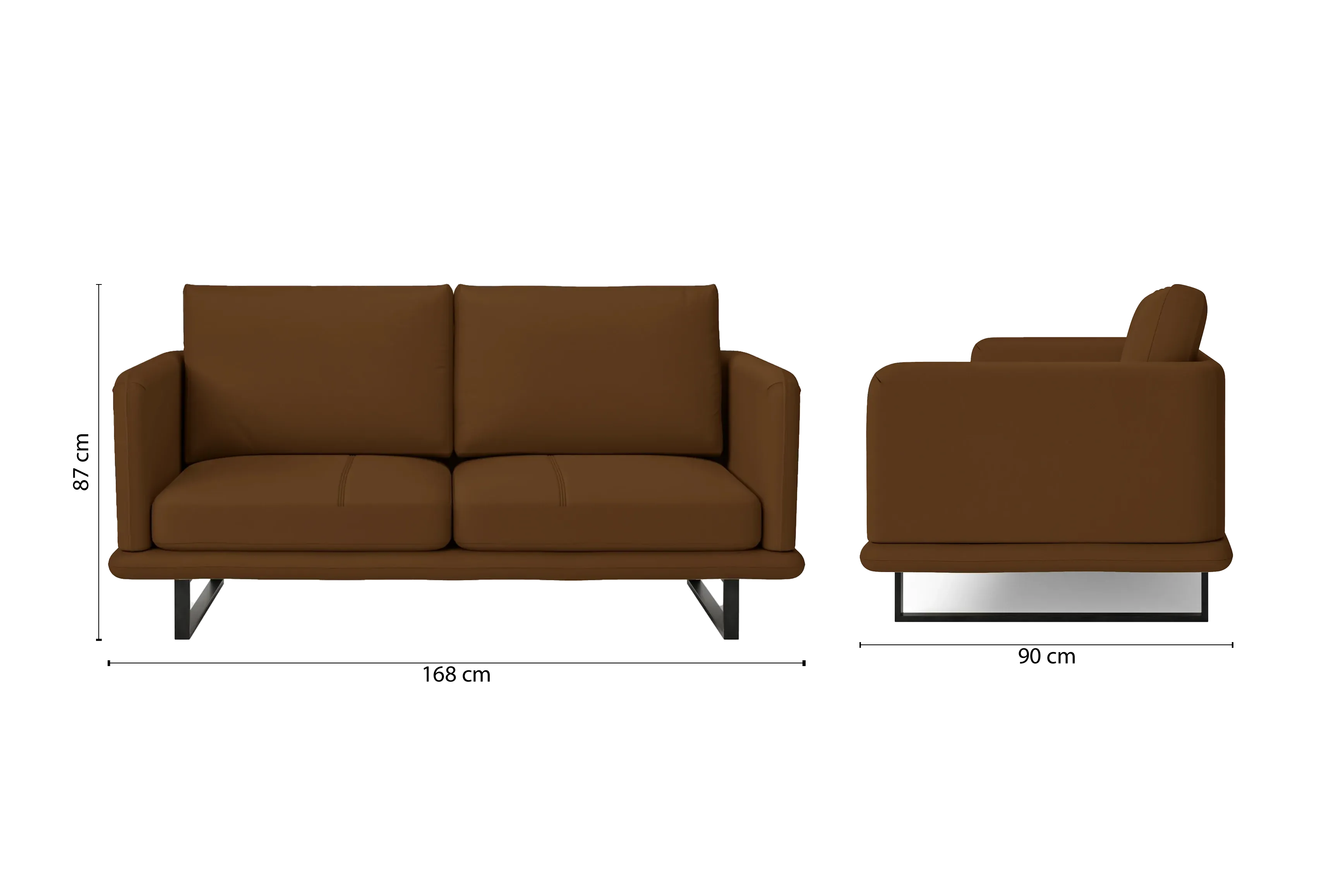 Calabria 2 Seater Sofa Walnut Brown Leather