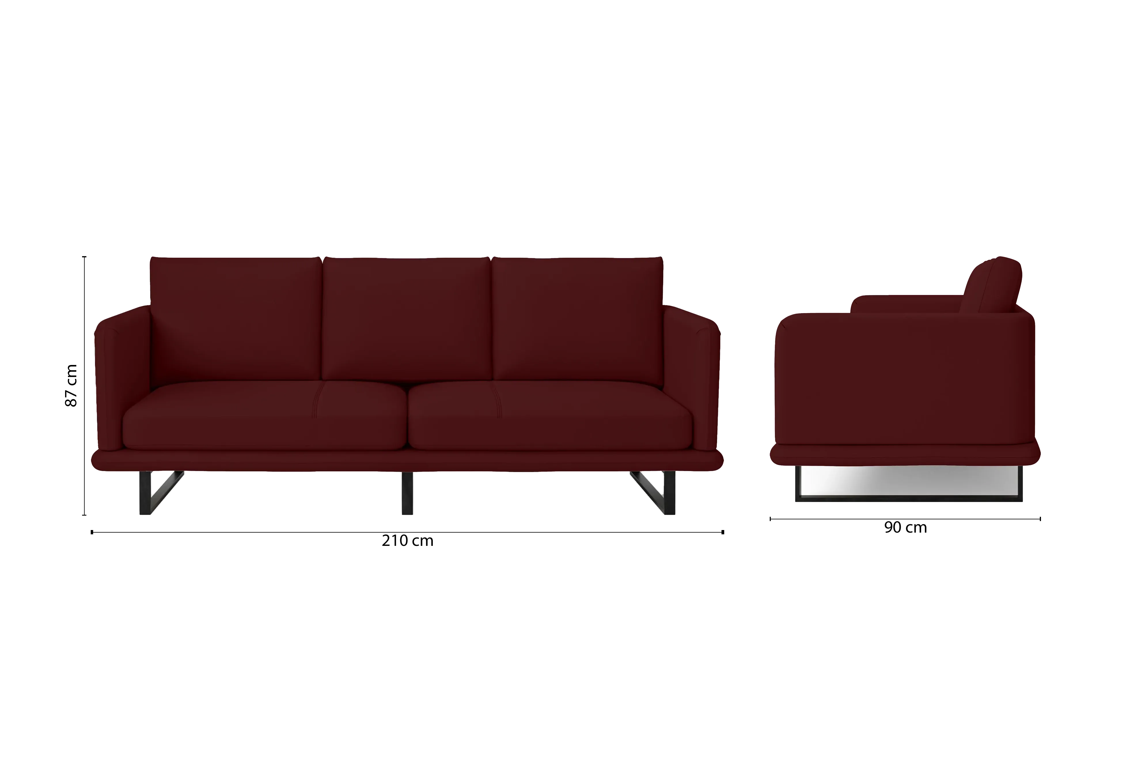 Calabria 3 Seater Sofa Red Leather