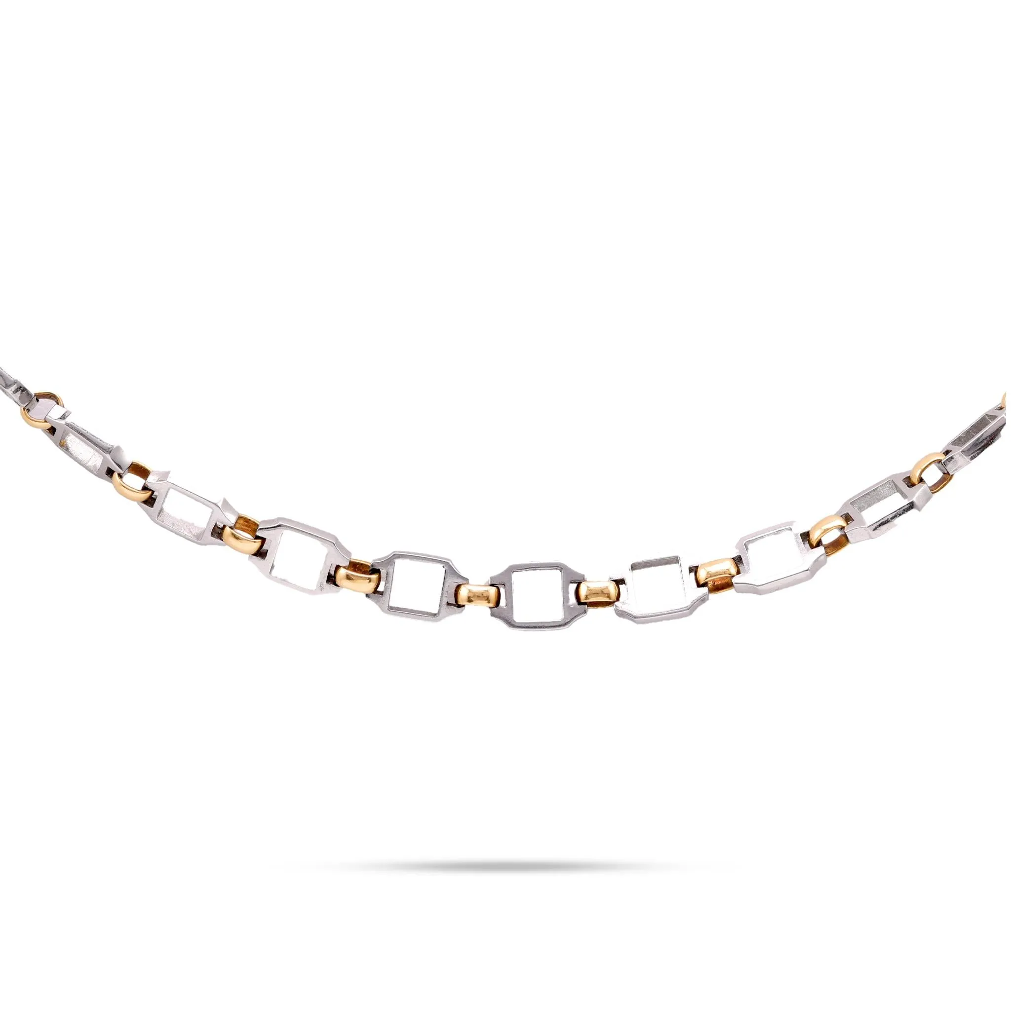 Cartier 18K Yellow Gold and Steel Chain Necklace