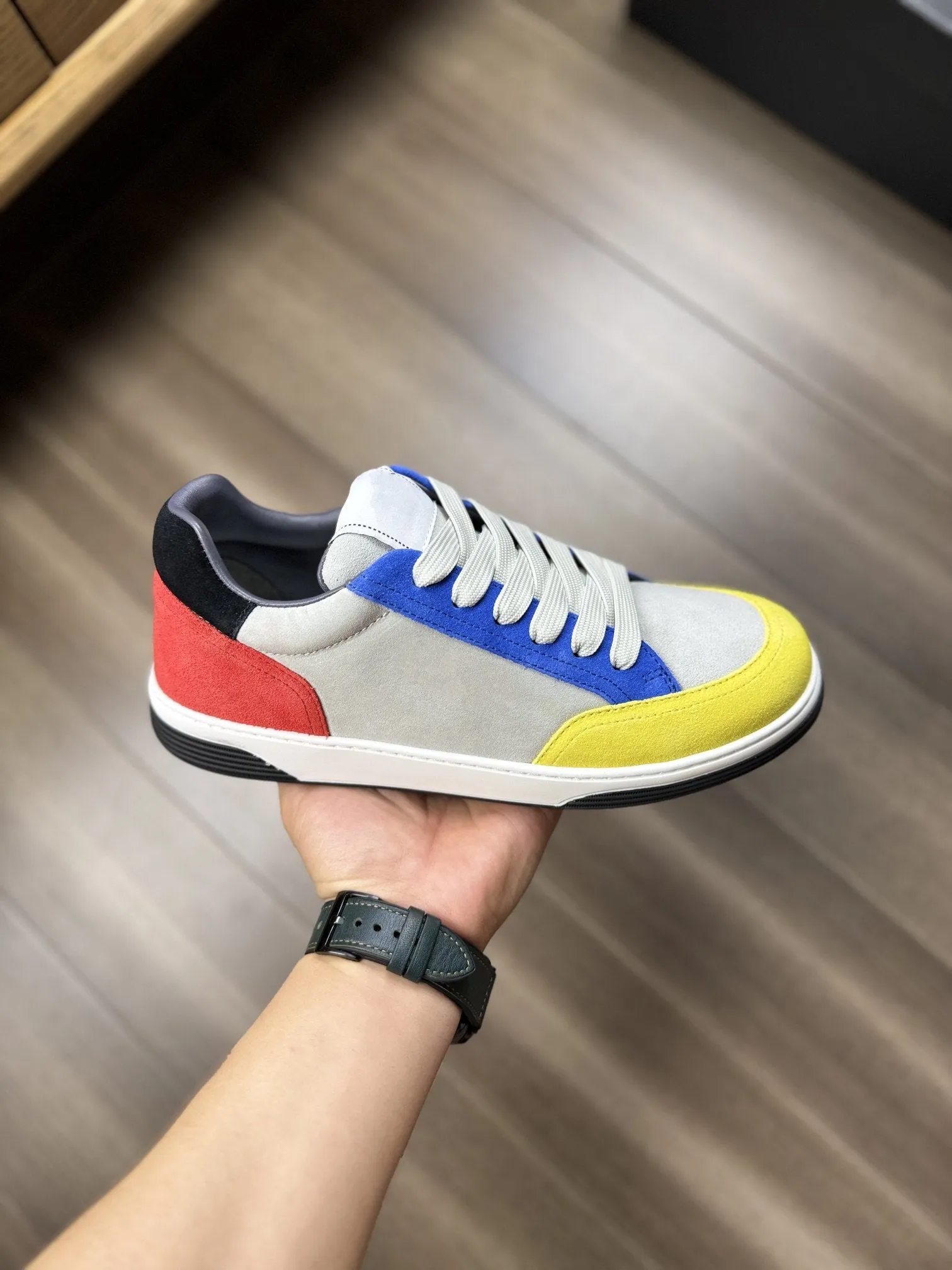 CC TRAINERS CALFSKIN BLUE YELLOW