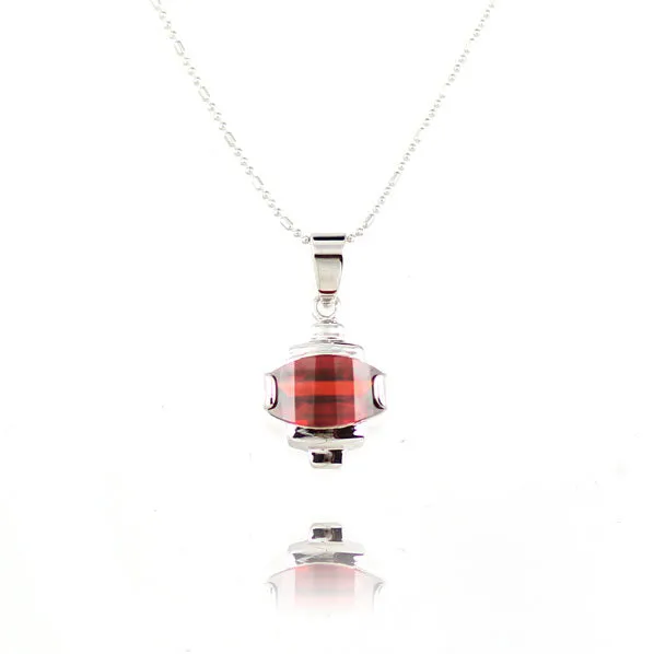 Contemporary Ruby Czech Crystal Rhinestone Pendant Necklace