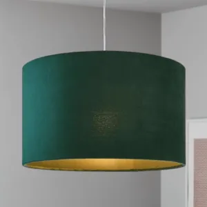 Dark Green Velvet Drum Light Shade 35cm