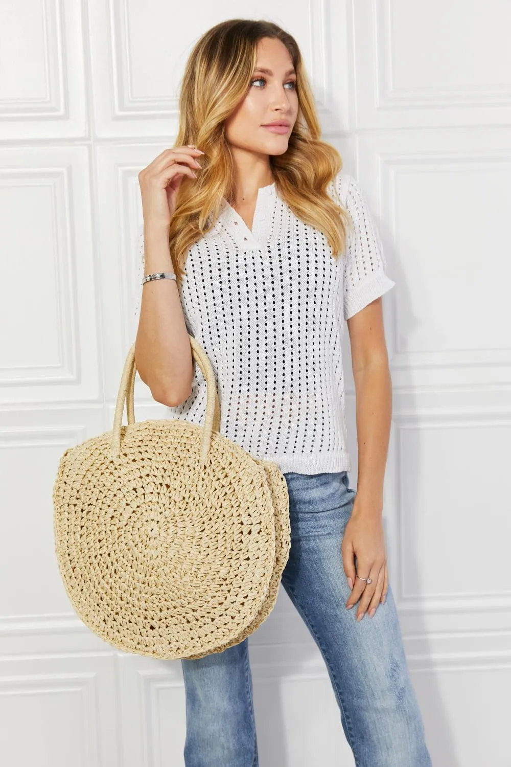 Date Night Straw Rattan Handbag in Ivory