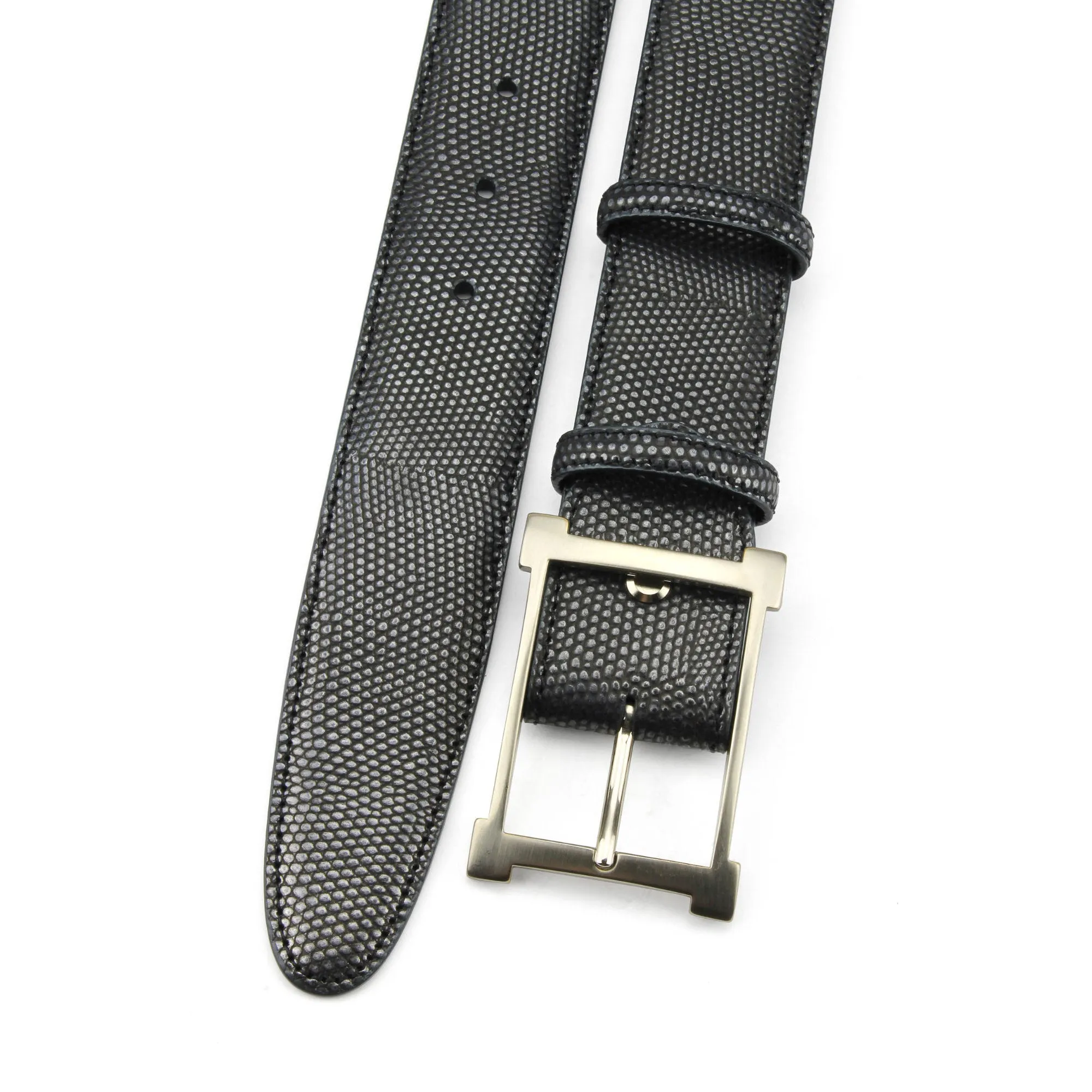 Deep Ocean Metallic Hued Lizard Texture Belt