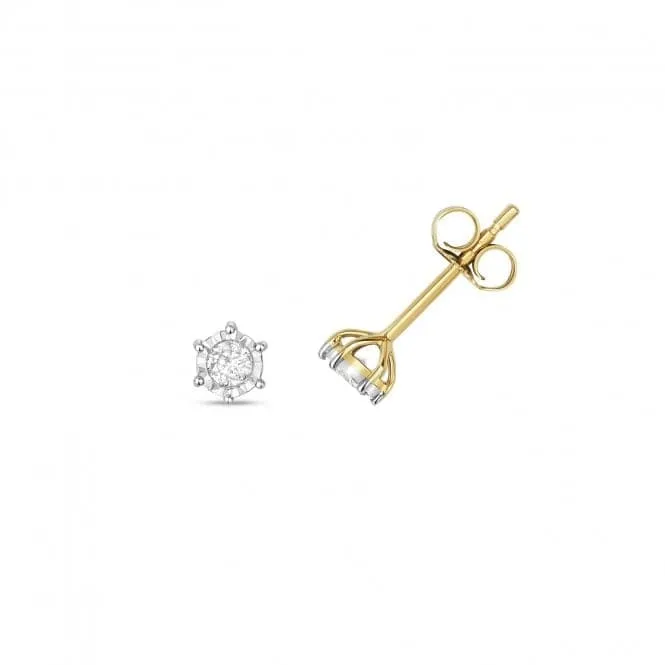 Diamond Jewellery 9ct Gold Diamond Illusion Plate Studs ED164