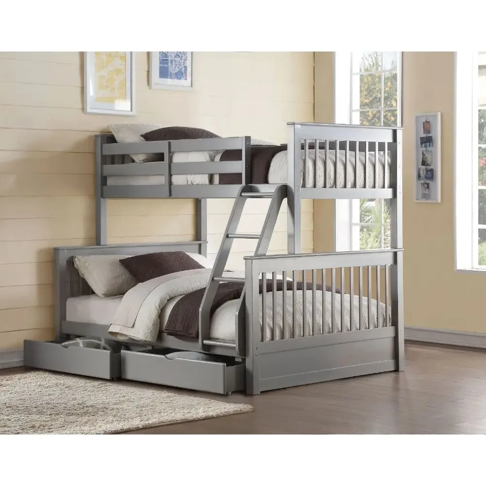 Ellianna Twin/Full Bunk Bed w/Drawer, Gray