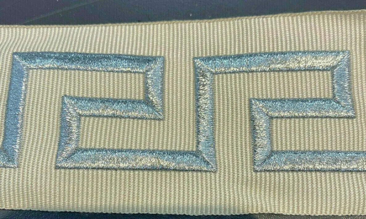 Embroidery Ivory Silver Greek Key Trim Tape By The Yard