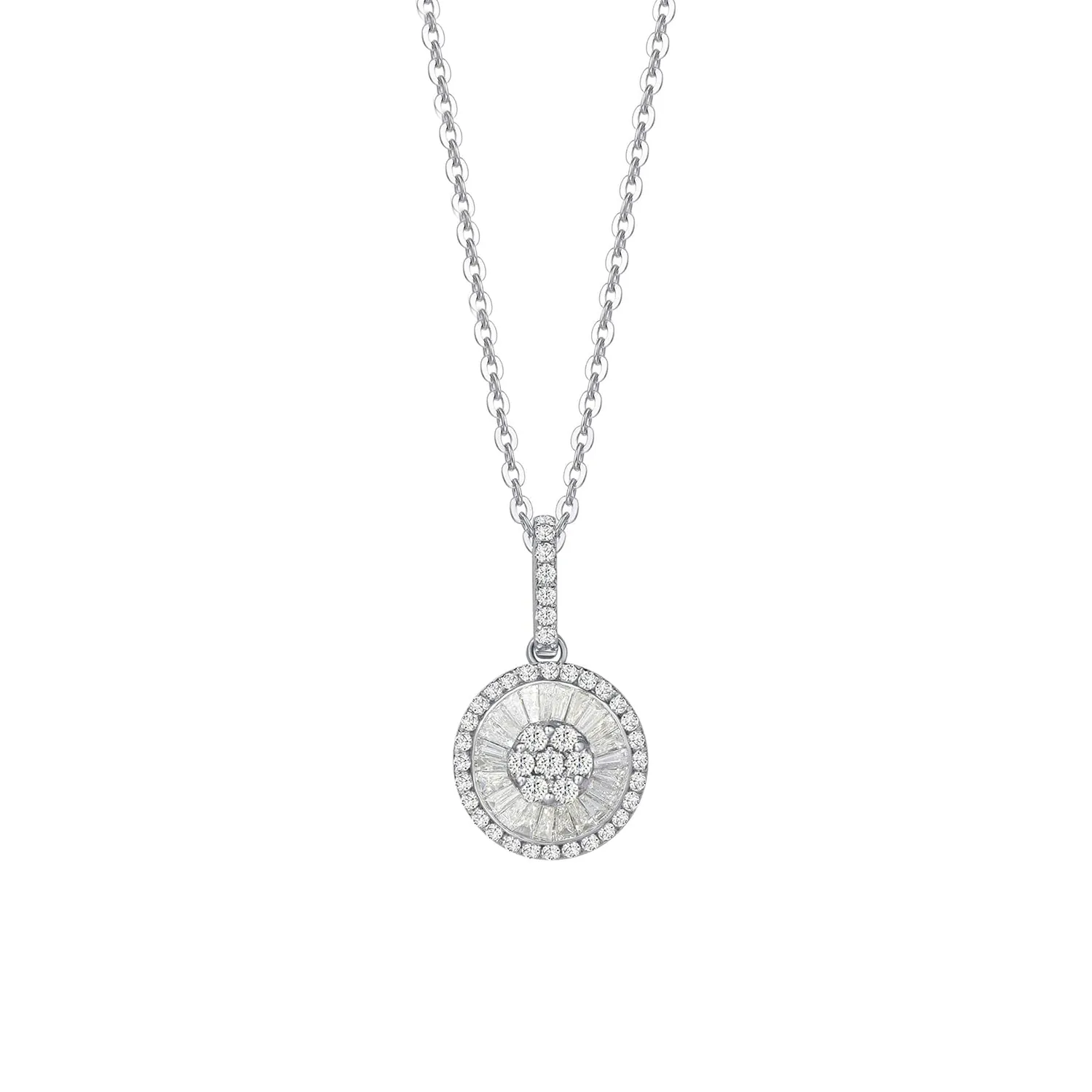 FANCIME Round Circle 18K White Gold Necklace