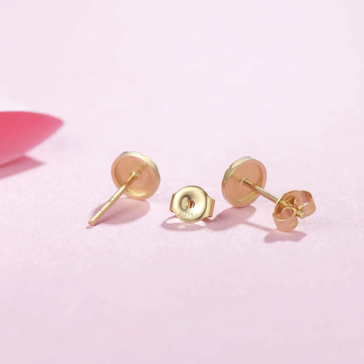 FANCIME Round Diamond-Cut 14K Yellow Gold Stud Earrings