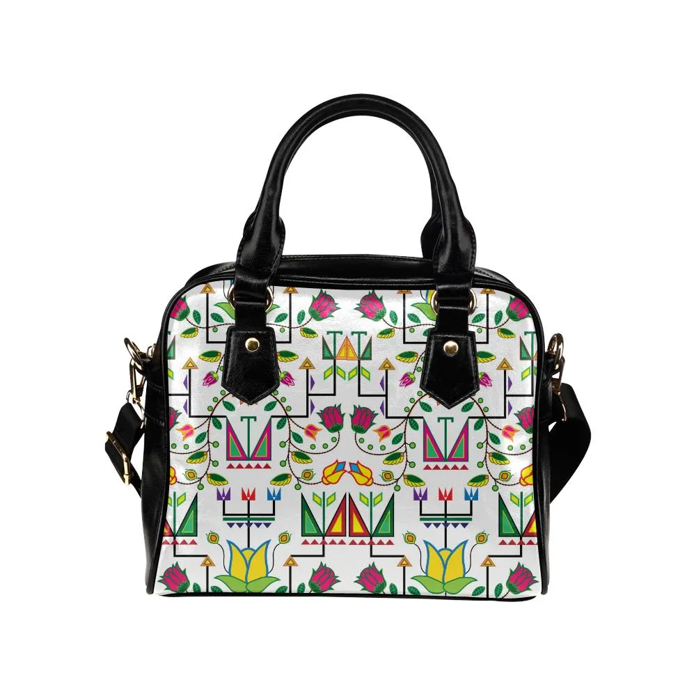 Geometric Floral Summer-White Shoulder Handbag