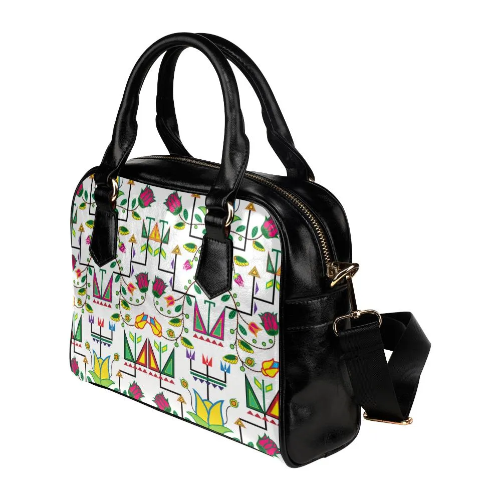 Geometric Floral Summer-White Shoulder Handbag