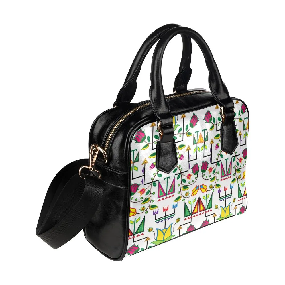 Geometric Floral Summer-White Shoulder Handbag