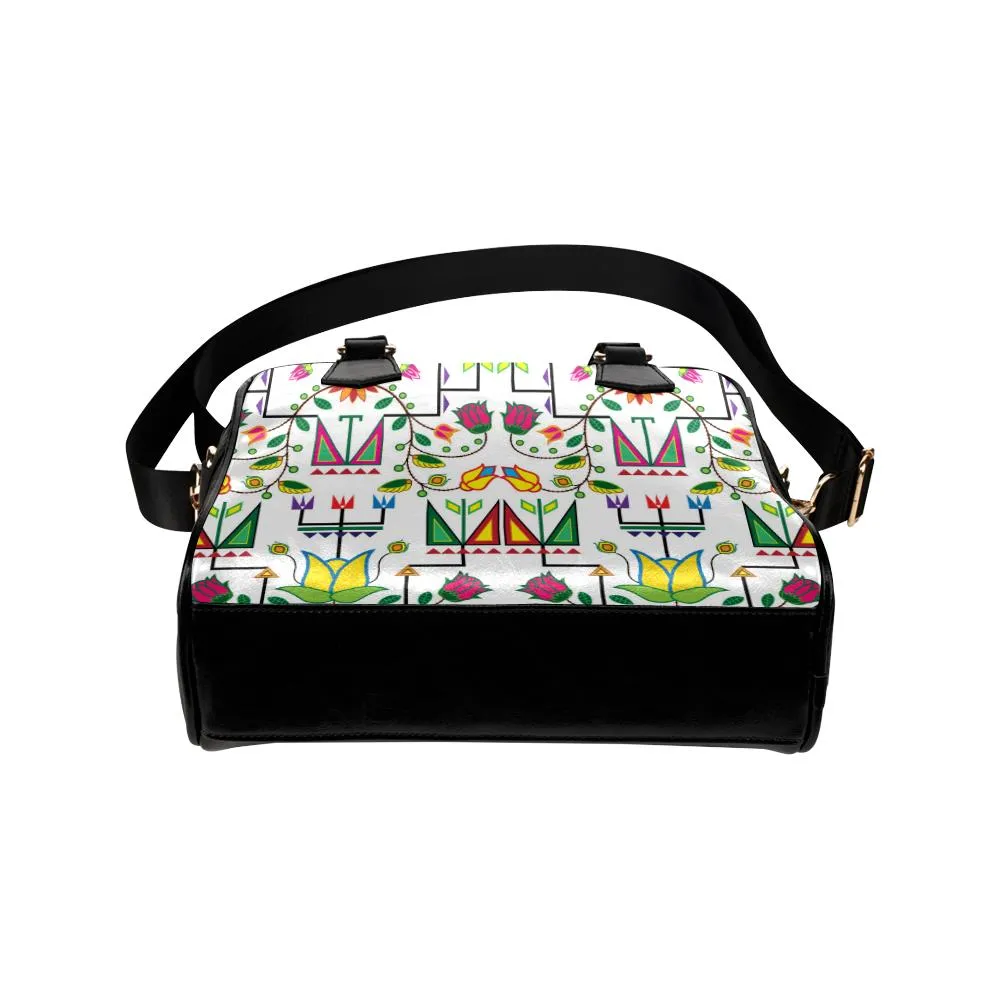 Geometric Floral Summer-White Shoulder Handbag