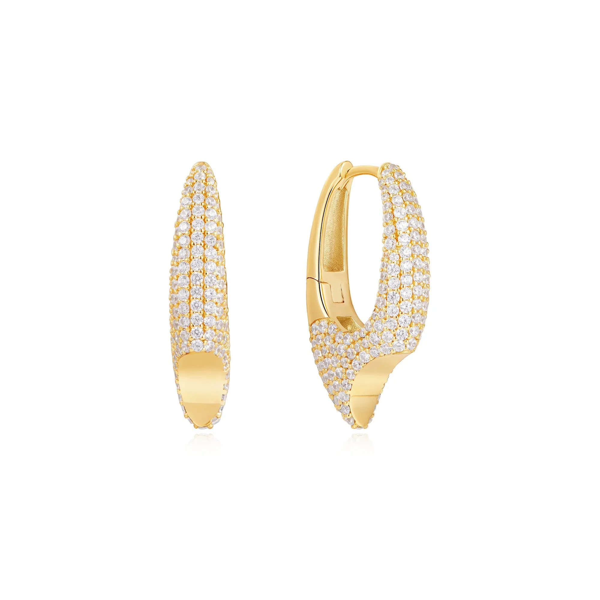 Gold Pavé Arrow Hoop Earrings