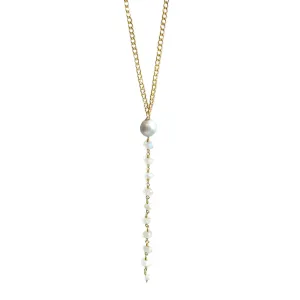 Grey Pearl   Moonstone 'Y' Necklace