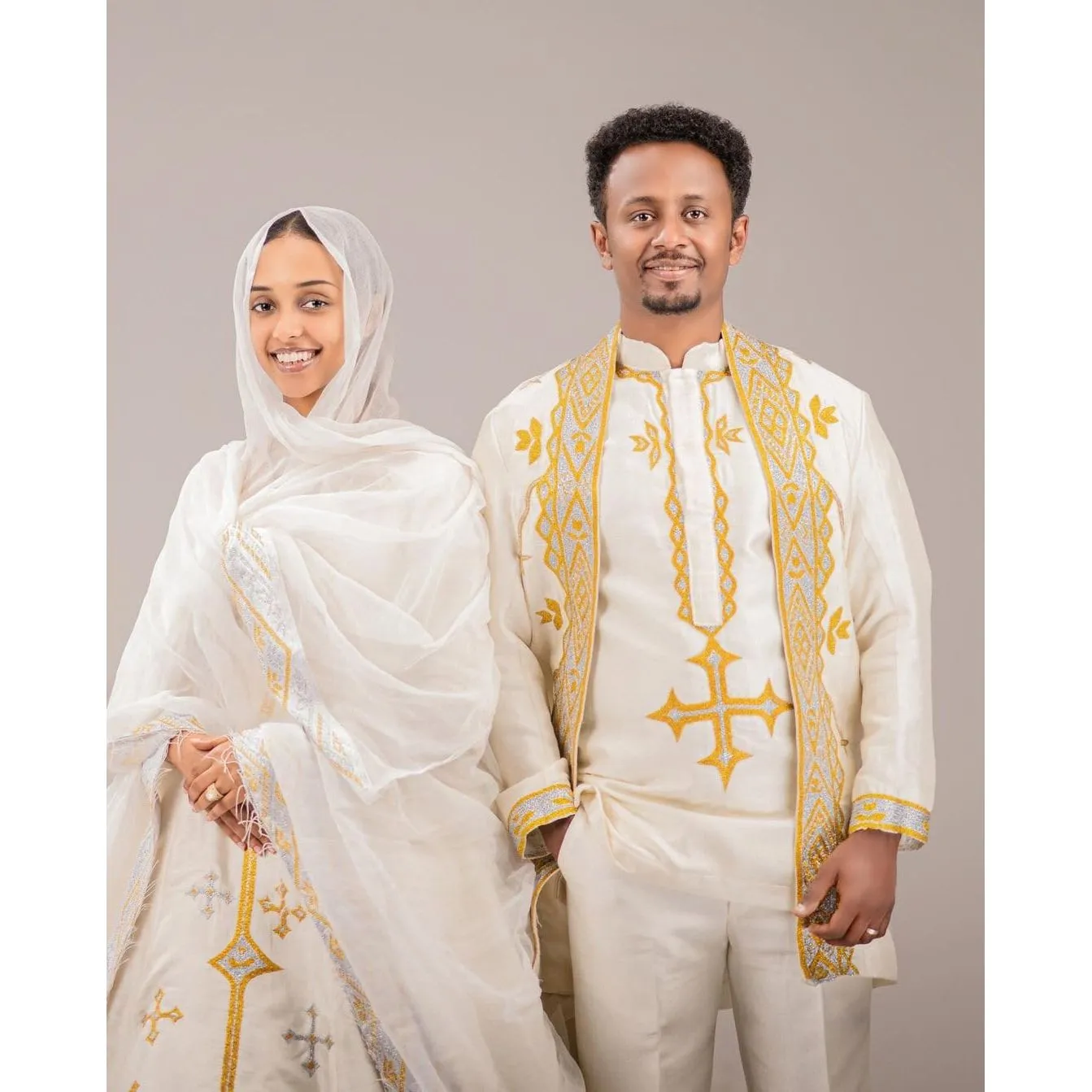 Handwoven Couples Matching Traditional Cloth for Men and Women Wedding Habesha Cloth