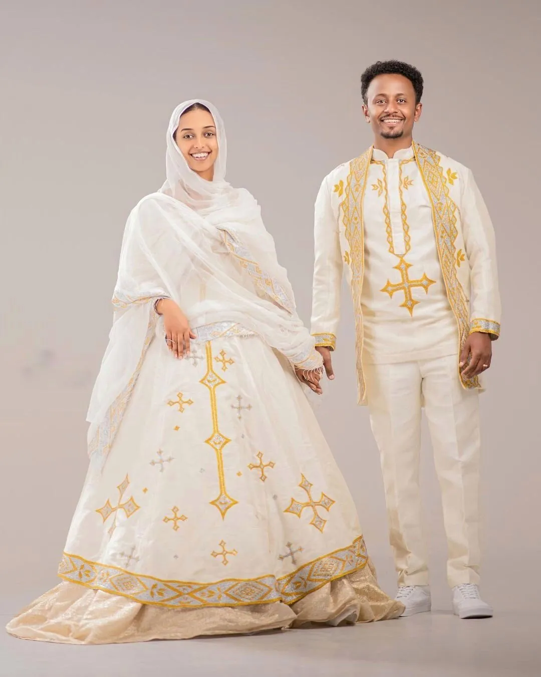 Handwoven Couples Matching Traditional Cloth for Men and Women Wedding Habesha Cloth